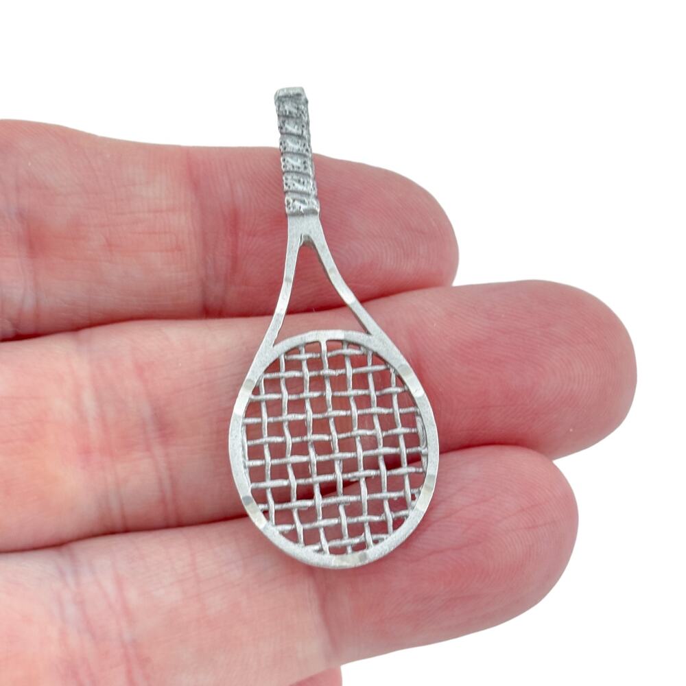 Vintage Sterling Silver 925 Tennis Racket Pendant